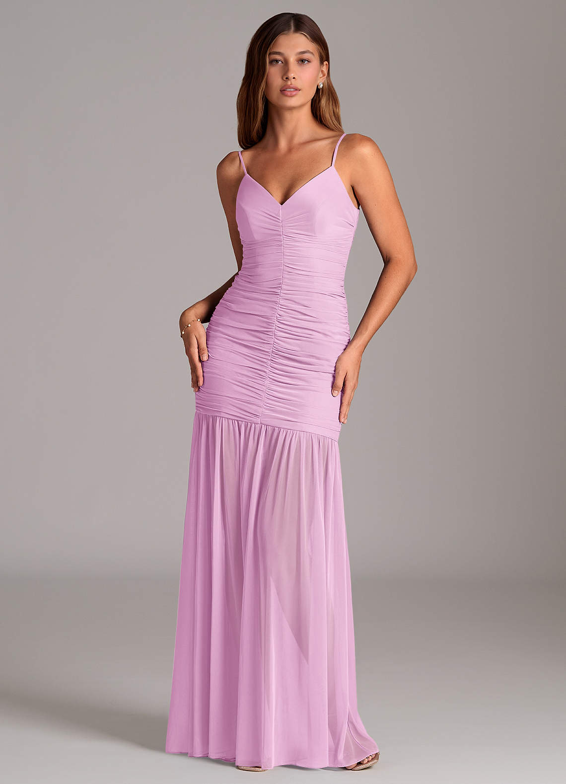 Azazie Aimie Robes de demoiselle d'honneur Robe Sirène en Maille Rose Bonbon image1