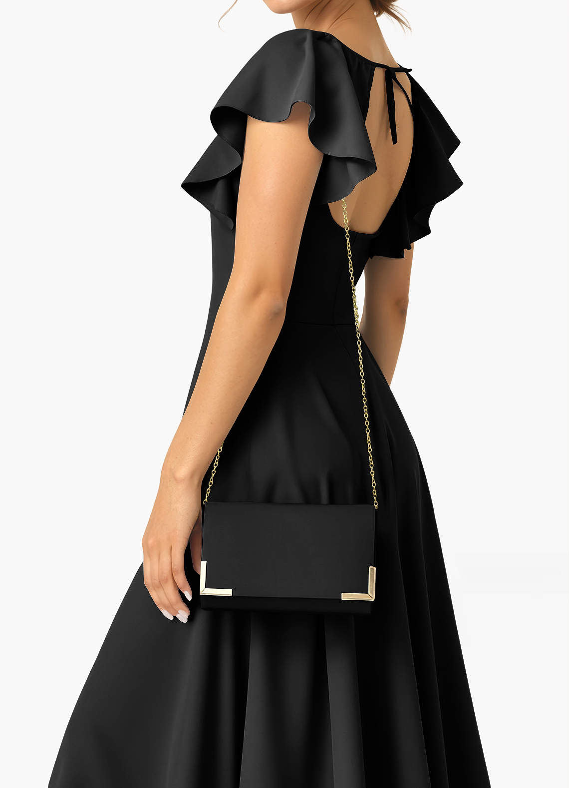 front Matching Color Matte Satin Block Heel Sandals & Envelope Clutch Set