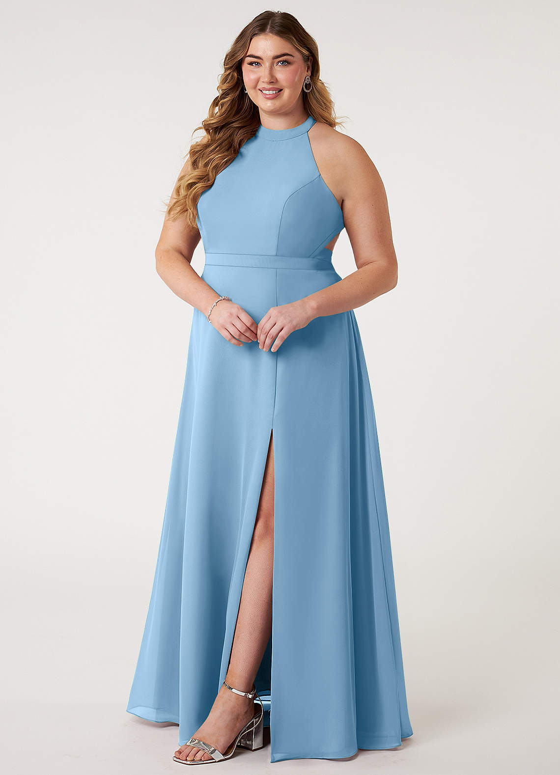 steel blue plus size bridesmaid dresses Light Blue Plus Size Bridesmaid Dresses Sleeveless V neck Light Blue / 20