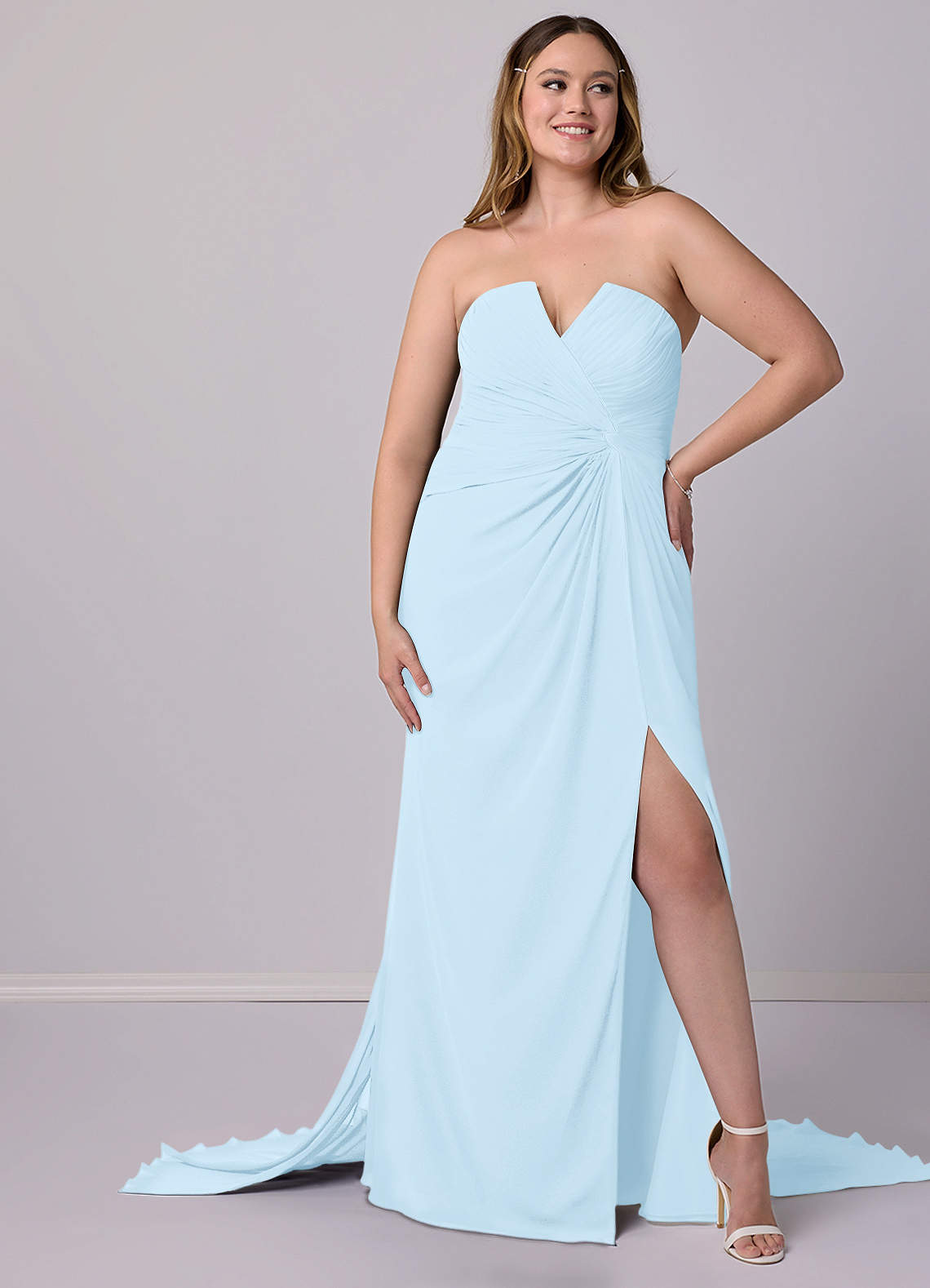 Barbie ♥ Azazie Bridesmaid Dresses Mermaid Strapless Chiffon Court Train Dress image7