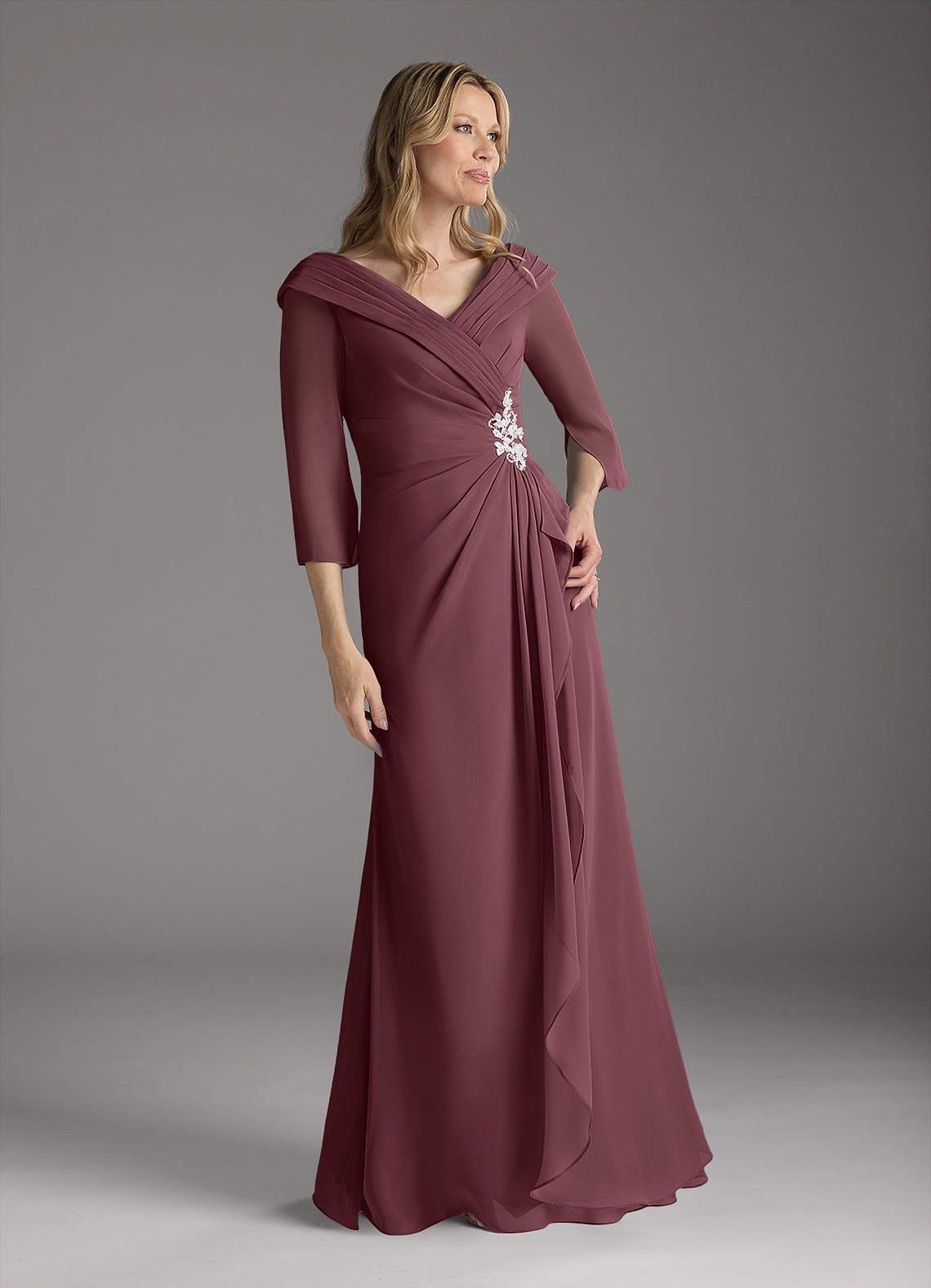 Azazie Jaycee Mother of the Bride Dresses Sangria A-Line Chiffon Dress image1