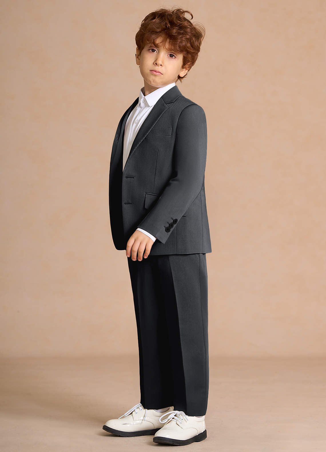 front Oliver Charcoal Boys 2-Piece Suit