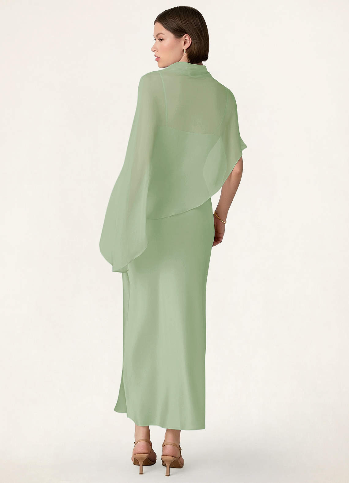front Azazie Bijpassende chiffon cape met schuine snit
