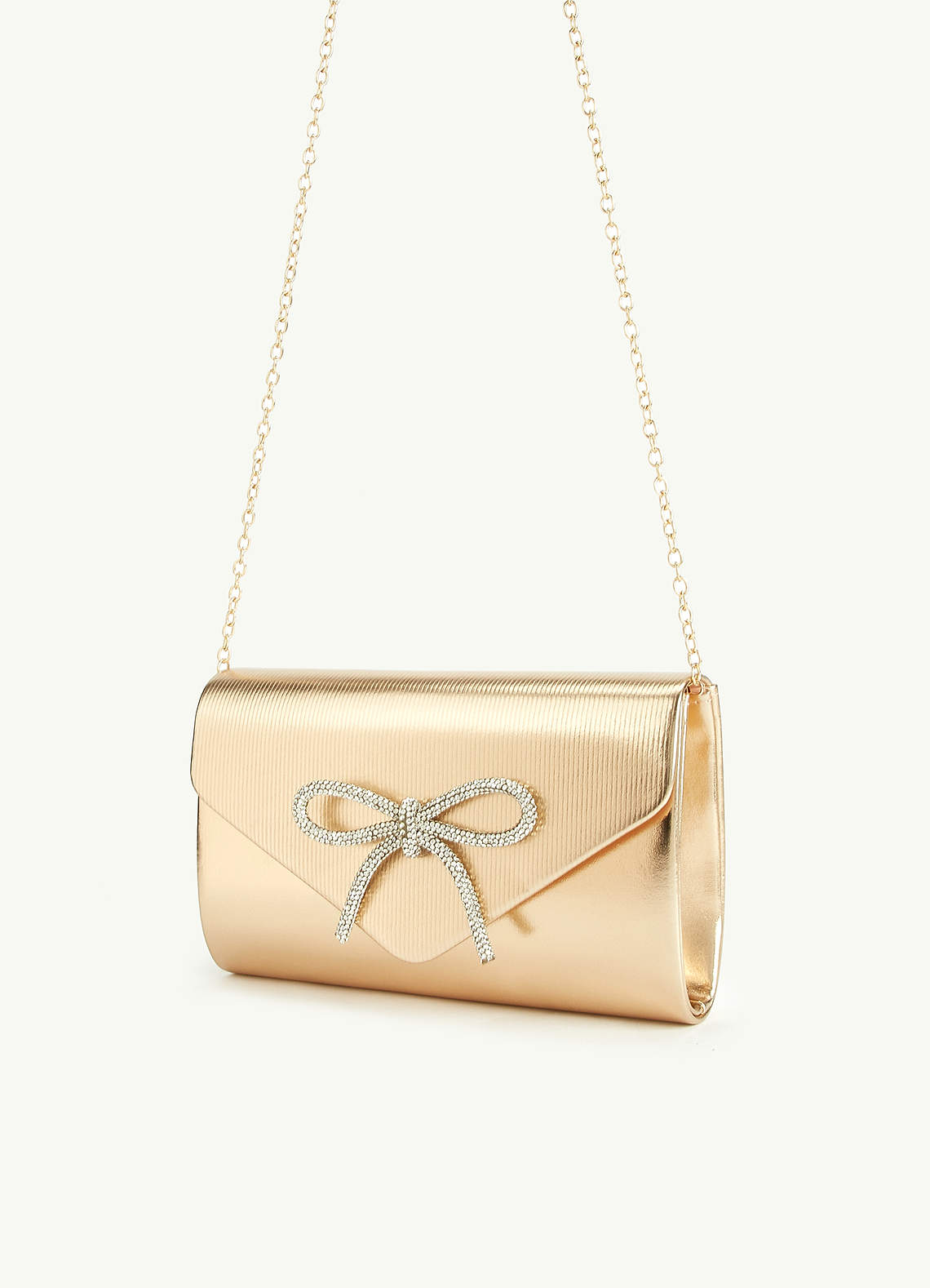 front Bow Decor Rhinestone Clutch Bag