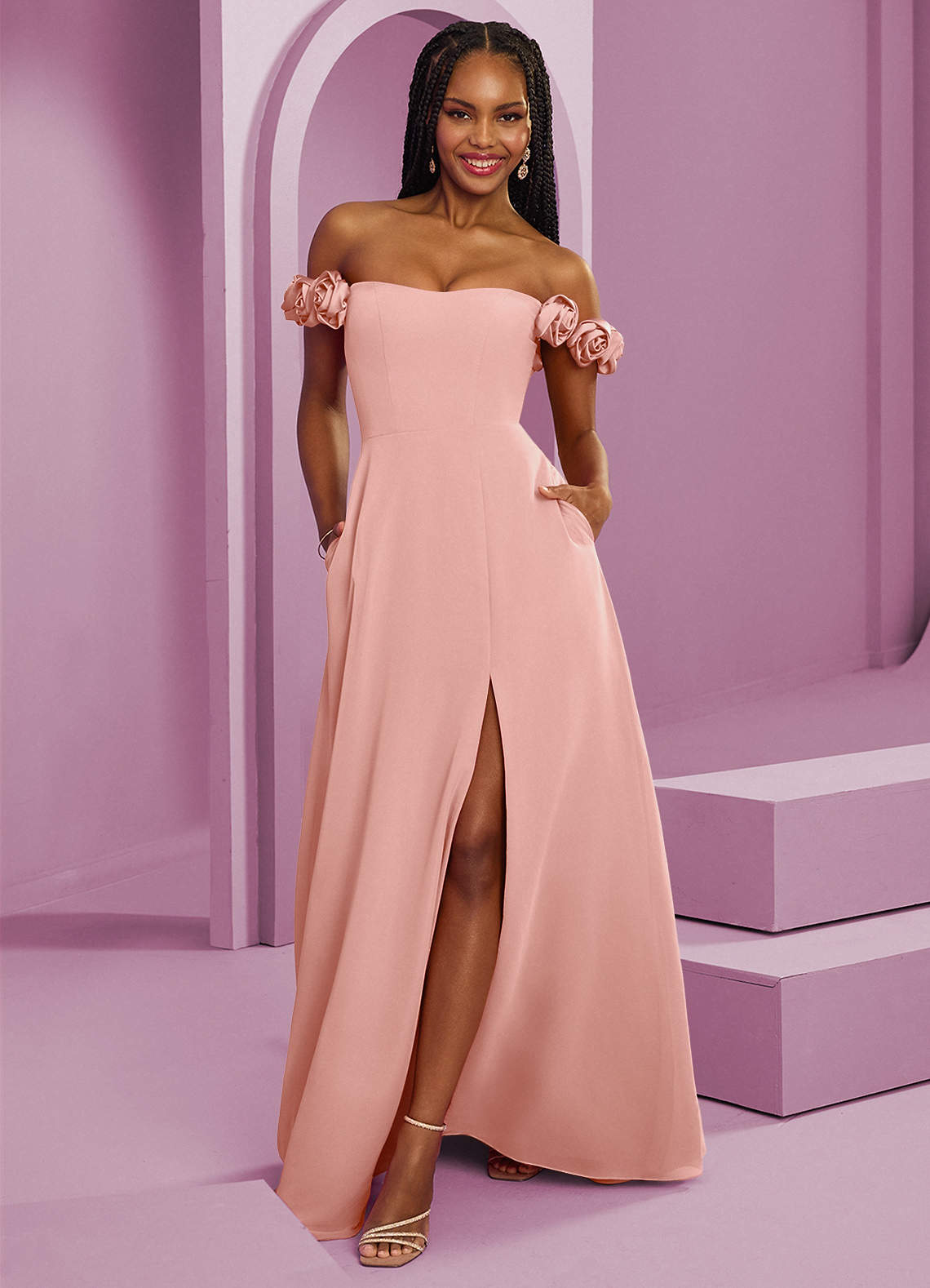 Barbie™ ❤ AZAZIE 1056 Ready to Ship Rosette Chiffon Bridesmaid