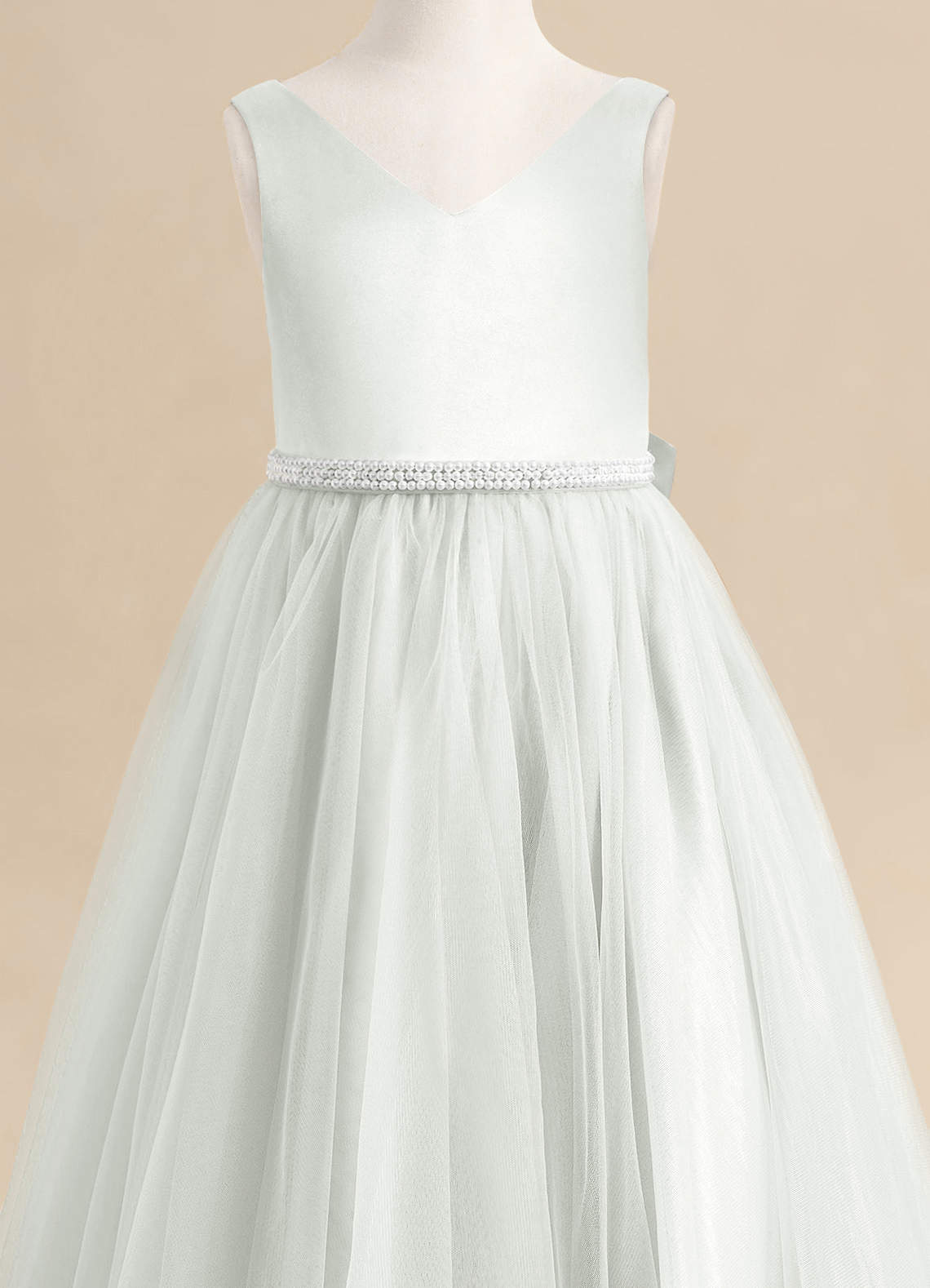 Azazie Firefly Flower Girl Dresses Ivory A-Line Bow Matte Satin Dress image4