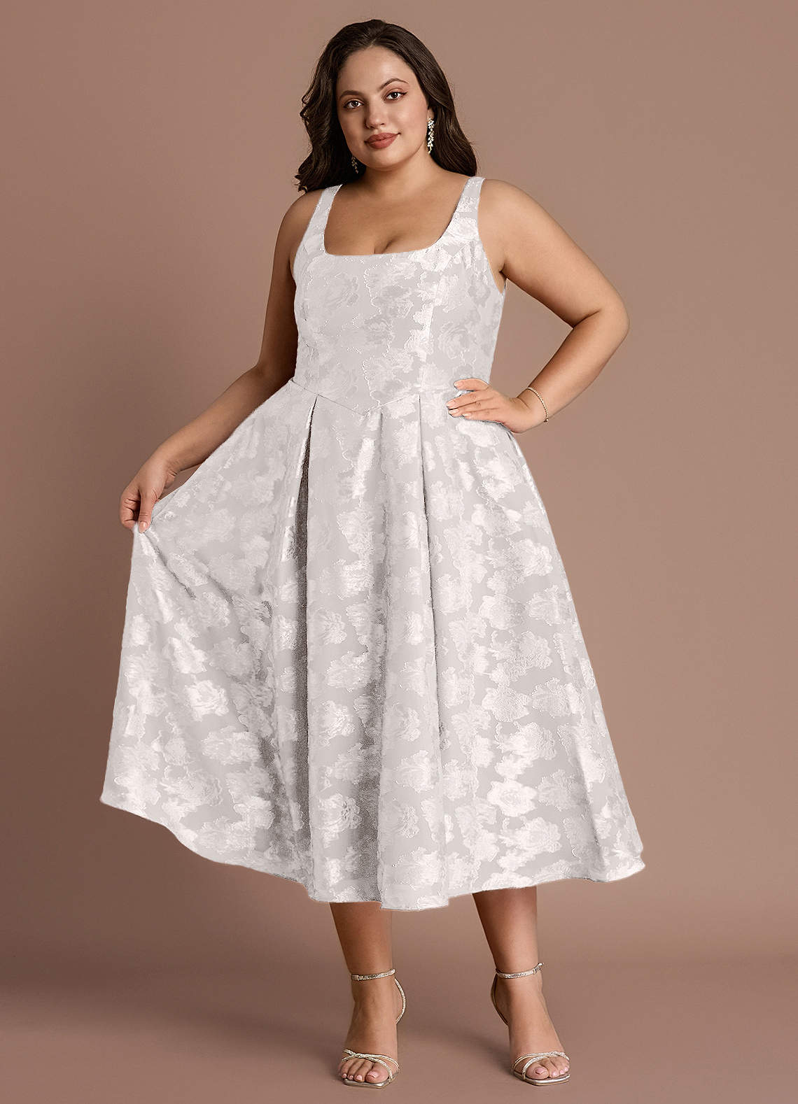Briac Cream A-line Midi Dress image1