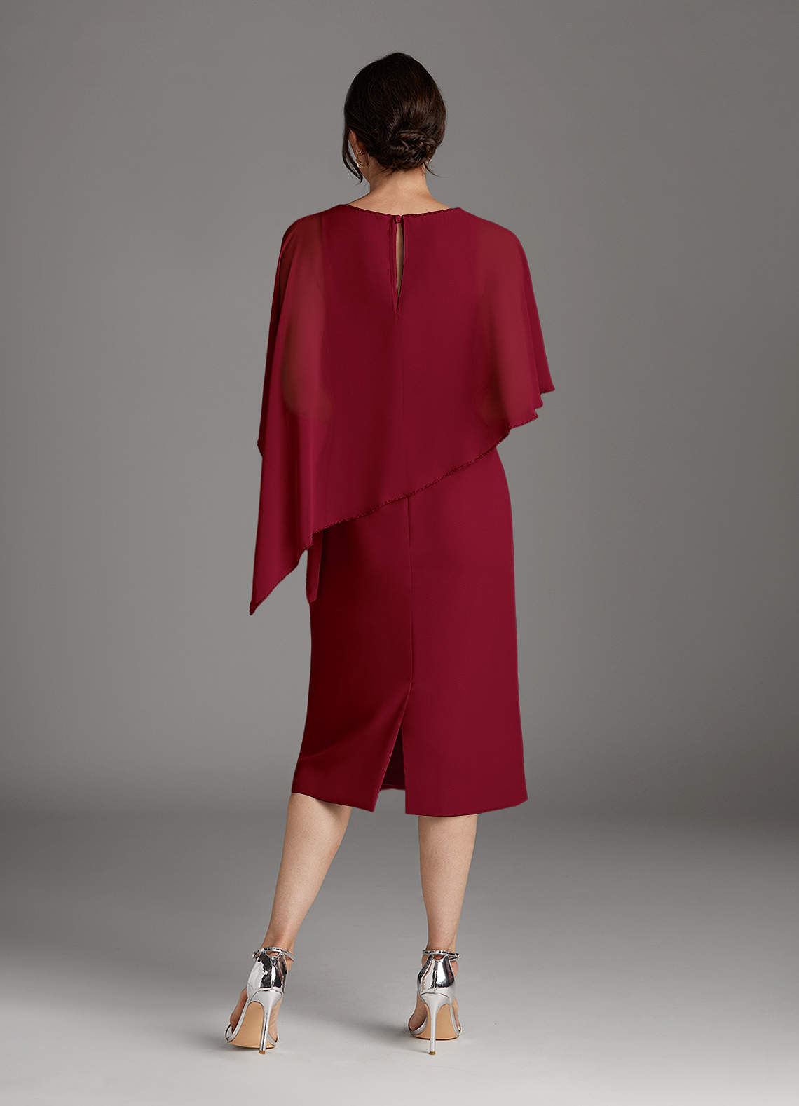 Azazie Sparrow Mother of the Bride Dresses Burgundy Sheath Sequins Chiffon Dress image3