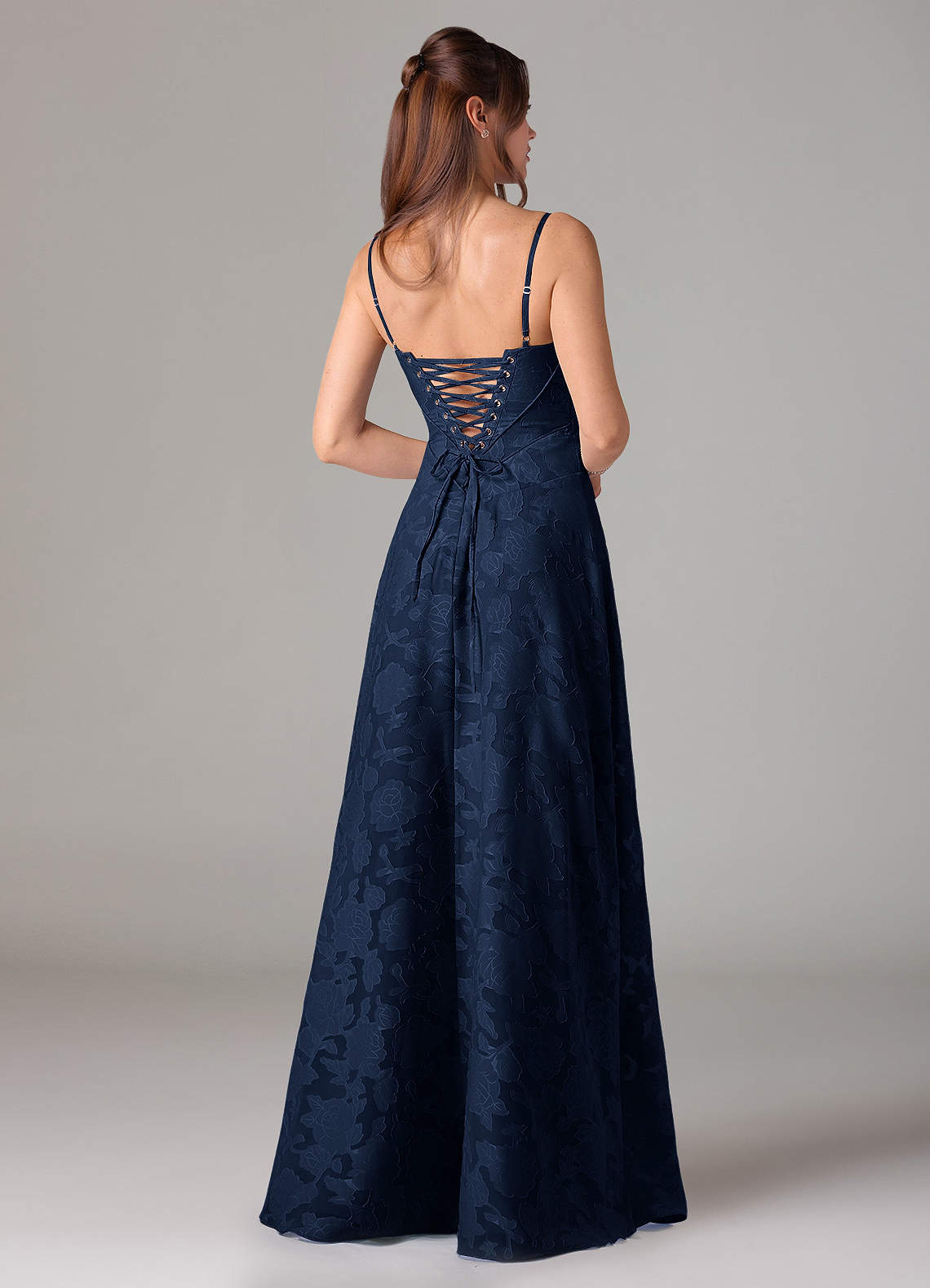 Azazie Valentine Bridesmaid Dresses Dark Navy A-Line Sweetheart Neckline Floral Burnout Dress image4