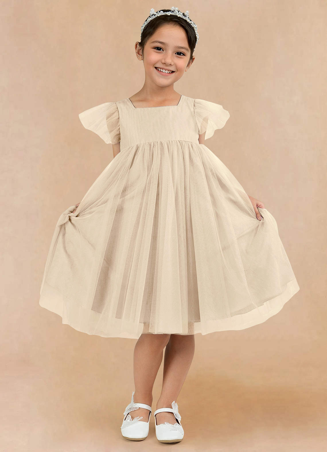 Satin Tulle Knee-length Dress (2003227846) main image 1