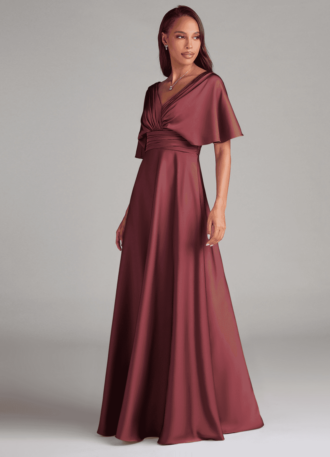pamela scott bridesmaid dresses Azazie Merlot Stretch Satin Sage green bridesmaid