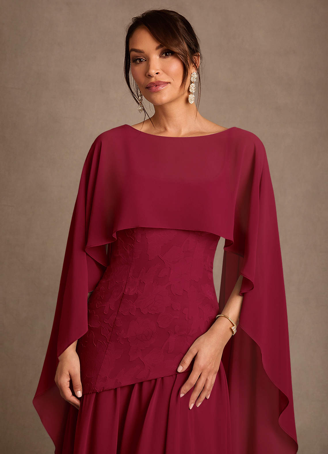 Azazie Flossie Mother of the Bride Dresses Burgundy A-Line Pleated Chiffon Dress image5