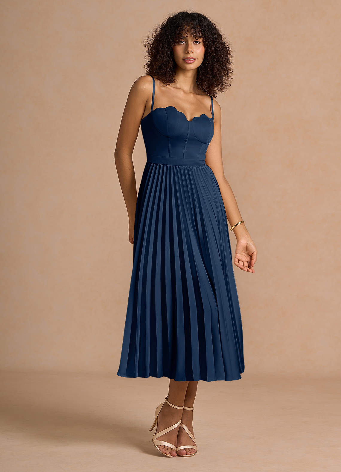 Amélie Navy Midi Dress Ready to Ship | Azazie CA
