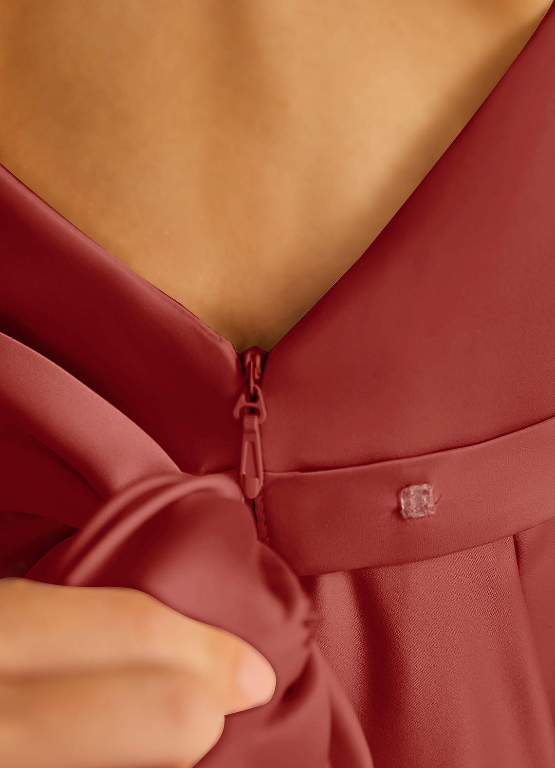 Azazie Pipsy Robe Demoiselle D'honneur Fillette Robe Trapèze en Mat Satiné Arc Terracotta image5