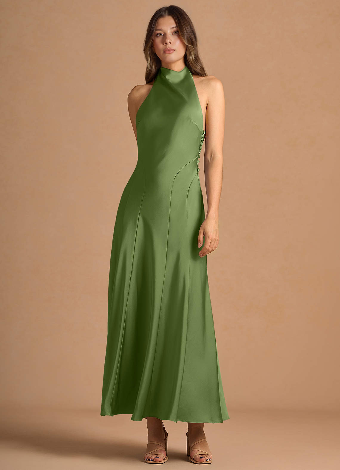 Diantha Olive Green Maxi Dress image1