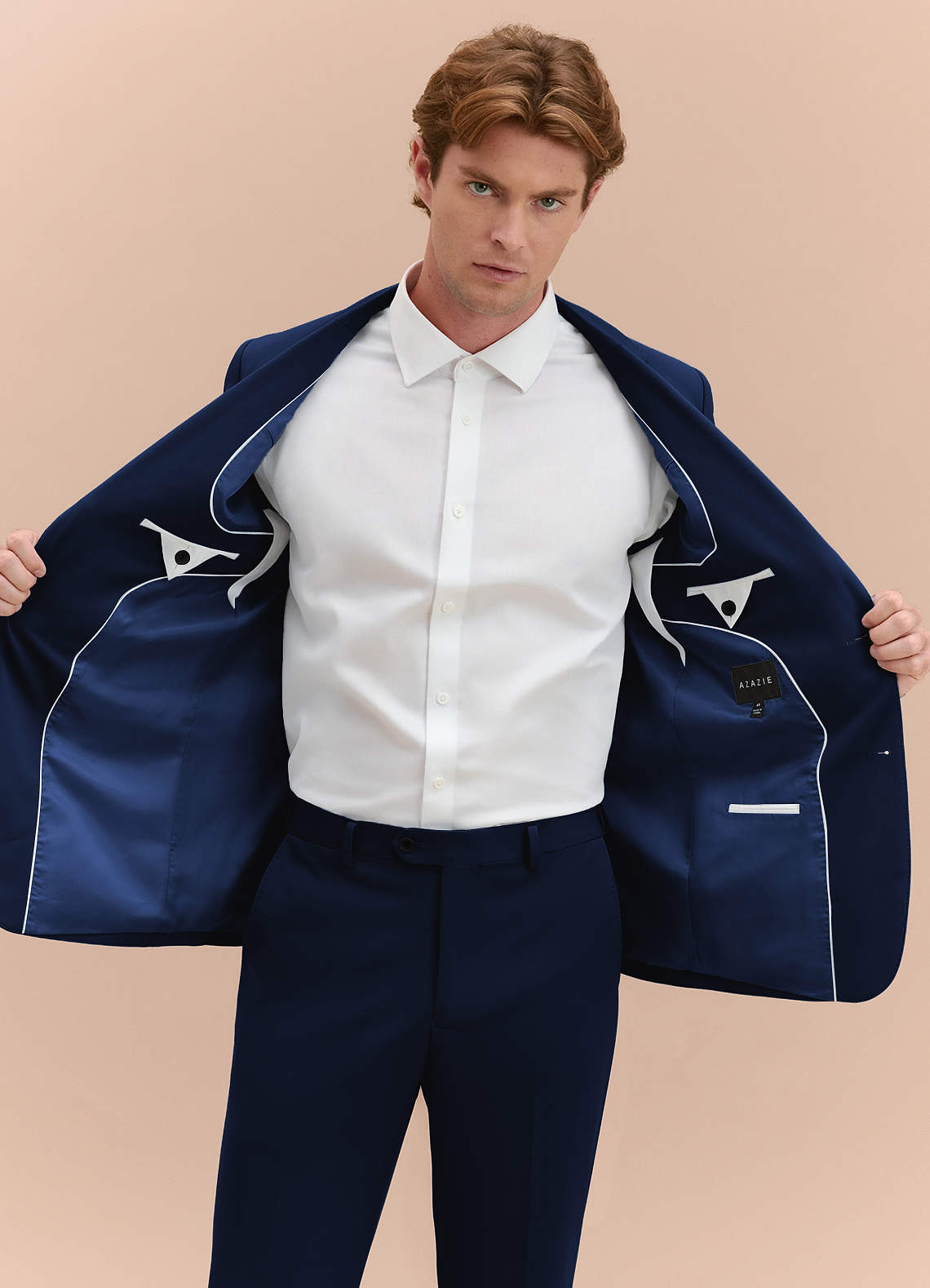 front James Blue Structured Stretch Suit Jacket