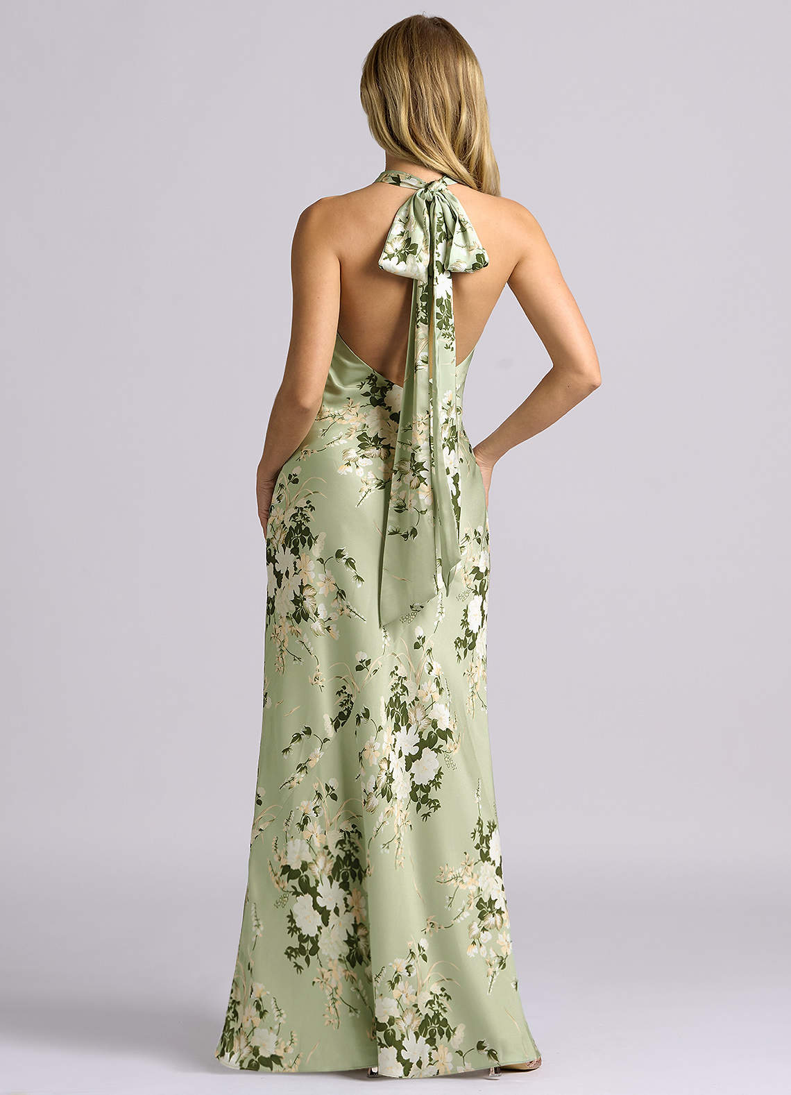 Azazie Velli Abiti da Damigella Abito Sirena in Raso Elasticizzato Collo Alto Floral Vines image5