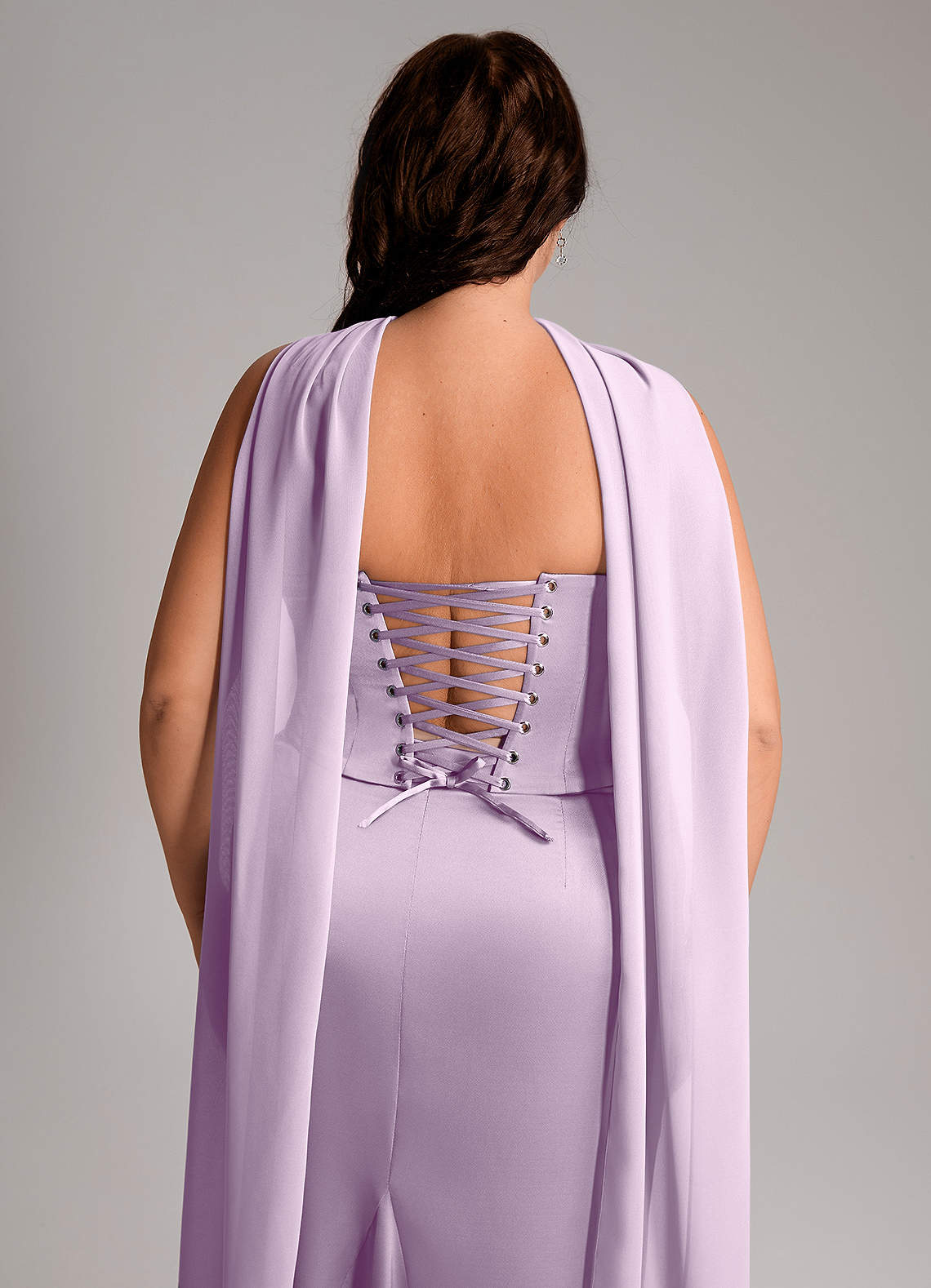 Azazie Sorrel Bridesmaid Dresses Frosted Lilac Mermaid Strapless Stretch Satin Convertible Dress image10