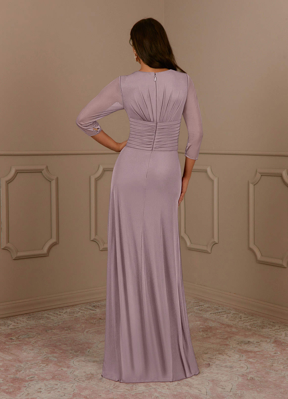 Azazie Annetta Abiti per la Madre della Sposa Abito A-Line in Maglia Plissettao con Scollo a V Dusk image3