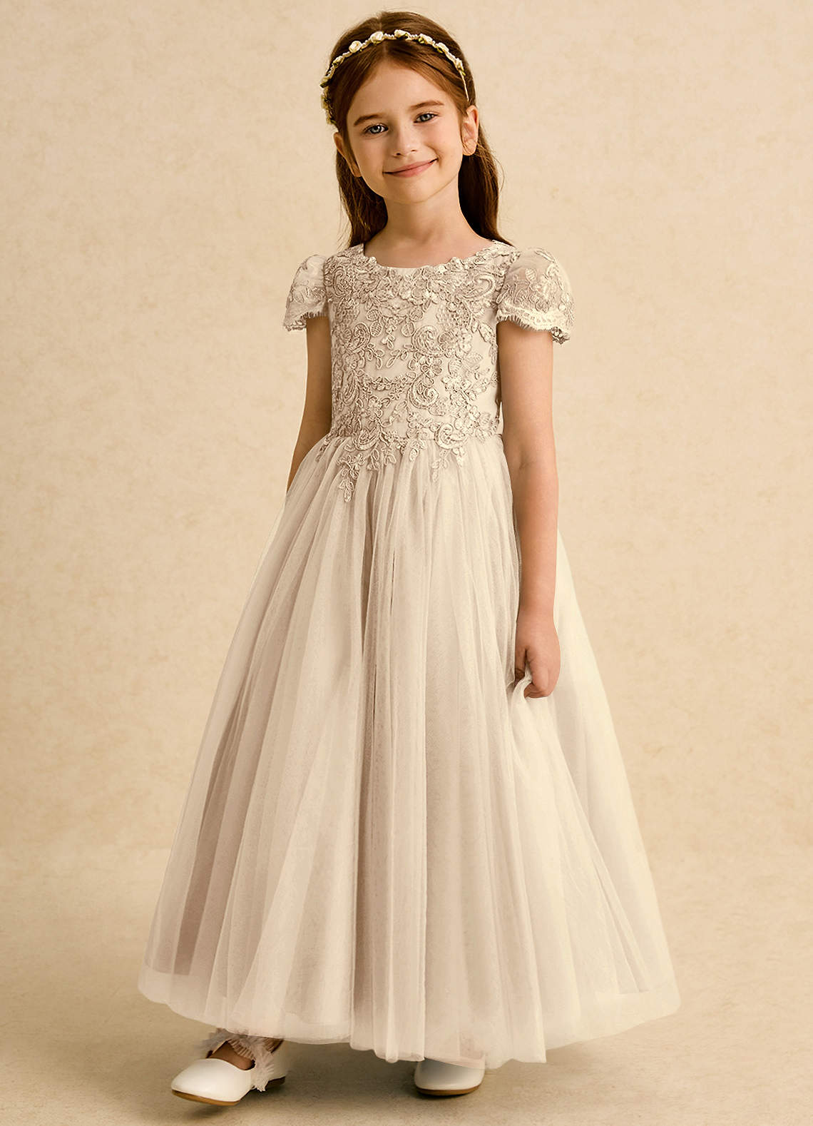 Azazie Puff Flower Girl Klänningar Klä Balklänning i Tyll Spets image4