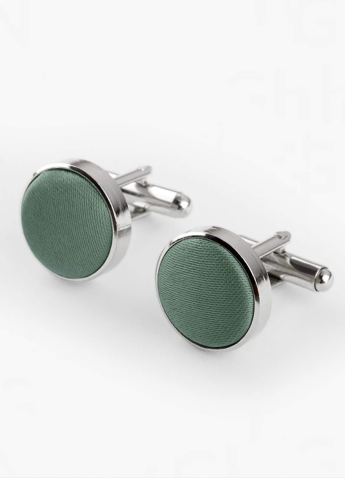 front Abotoaduras arredondadas em cetim fosco