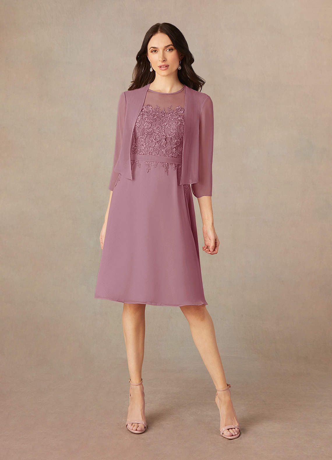Azazie Klaus Mère de la mariée Robes Robe Trapèze en Mousseline de soie Paillettes Scoop Mauve Vintage image1