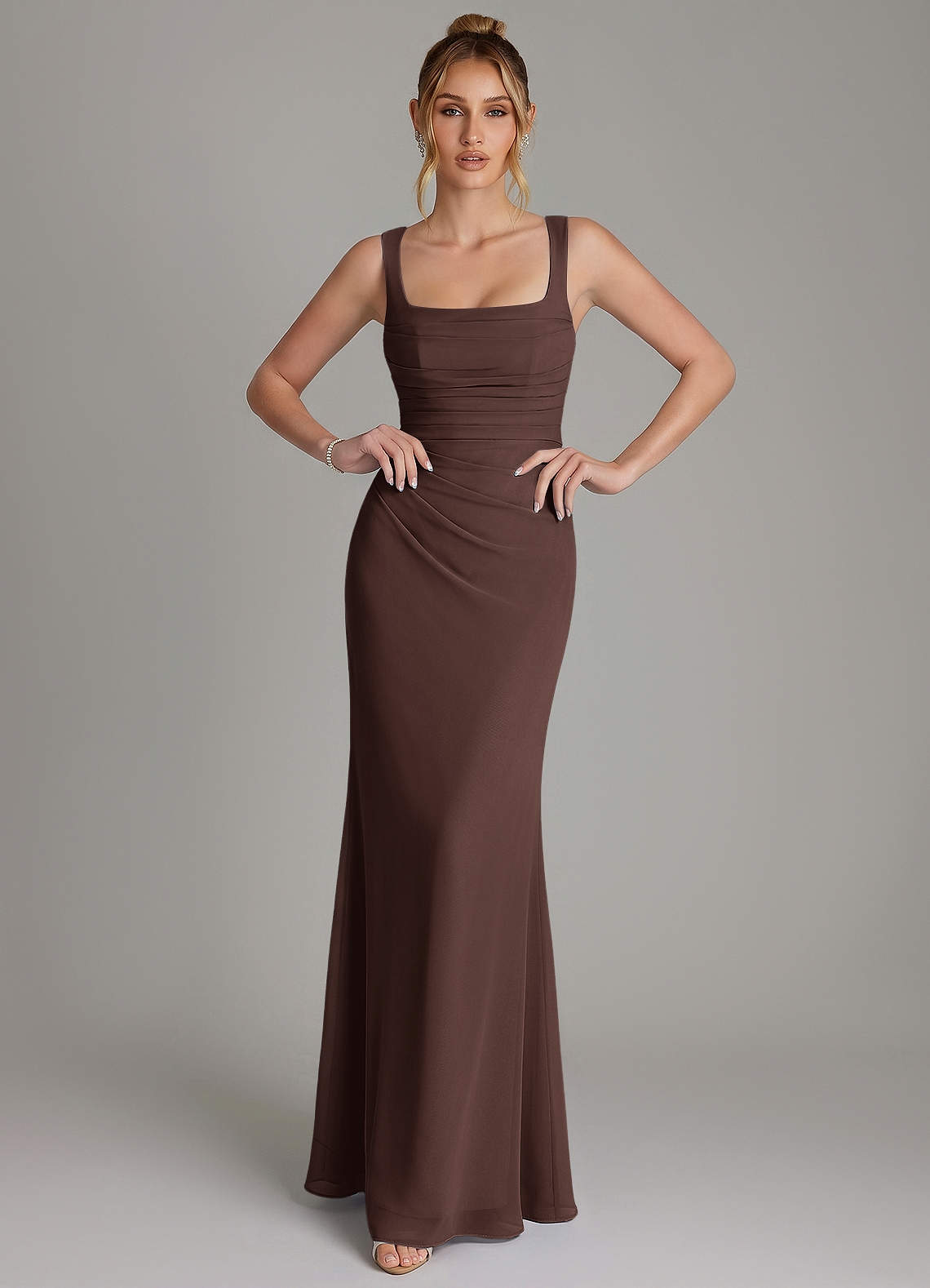 Azazie Agustina Bridesmaid Dresses Ganache Mermaid Corset Chiffon Dress image2