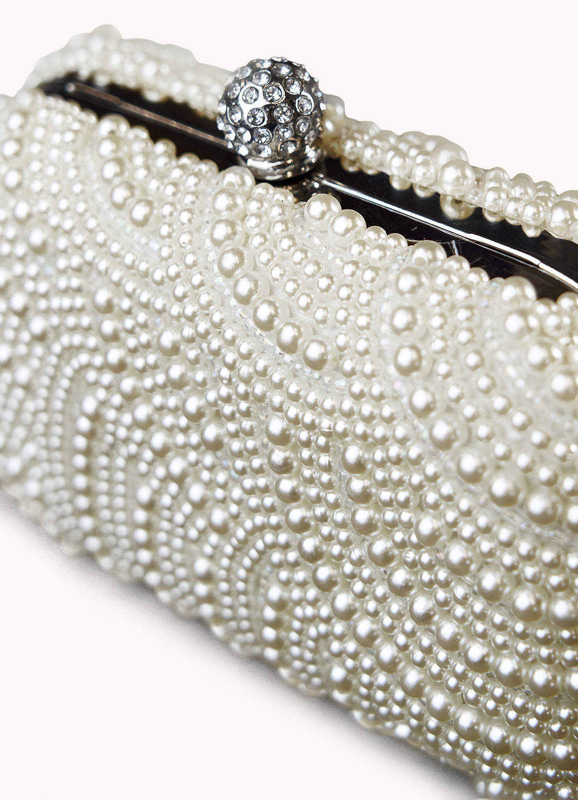 front Pearl Embellished Clutch