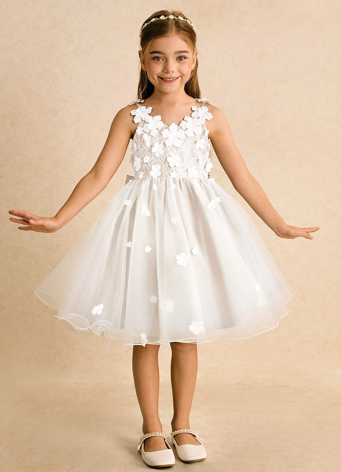 Azazie Junebug Vestidos de florista Vestido Marfim Alabastro Branco de Tule de Vestido de baile com Renda image2