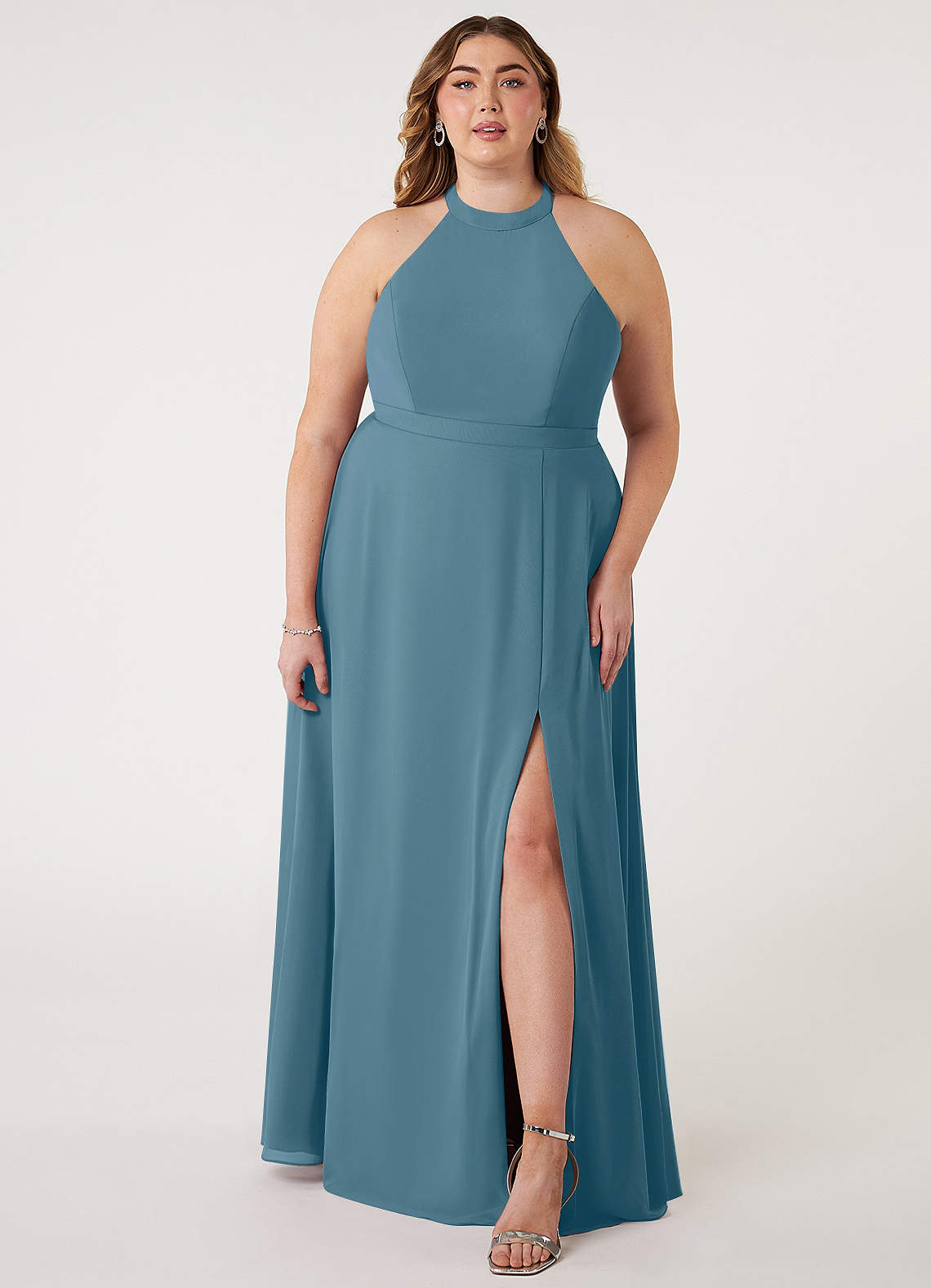 Azazie Clarice Bridesmaid Dresses Bermuda A-Line Halter Chiffon Dress image1