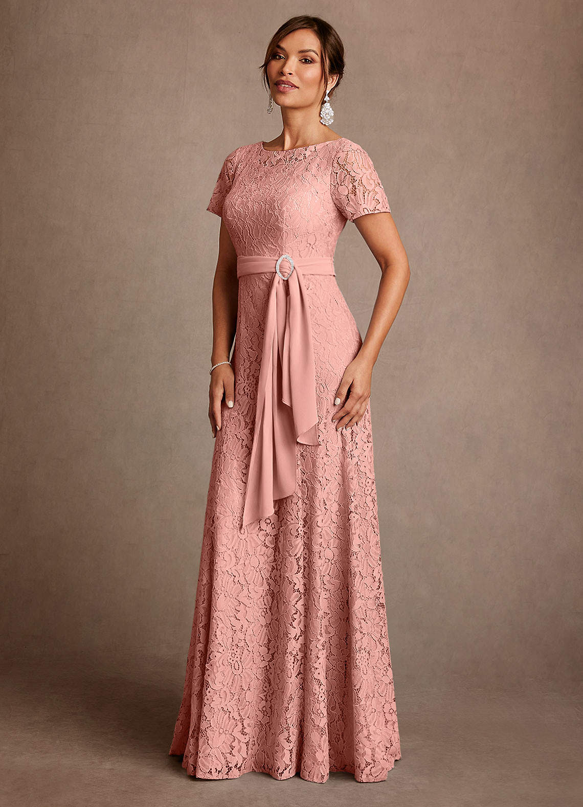 Azazie Sheffield Final Sale Rosette A-Line Lace Chiffon Dress image3
