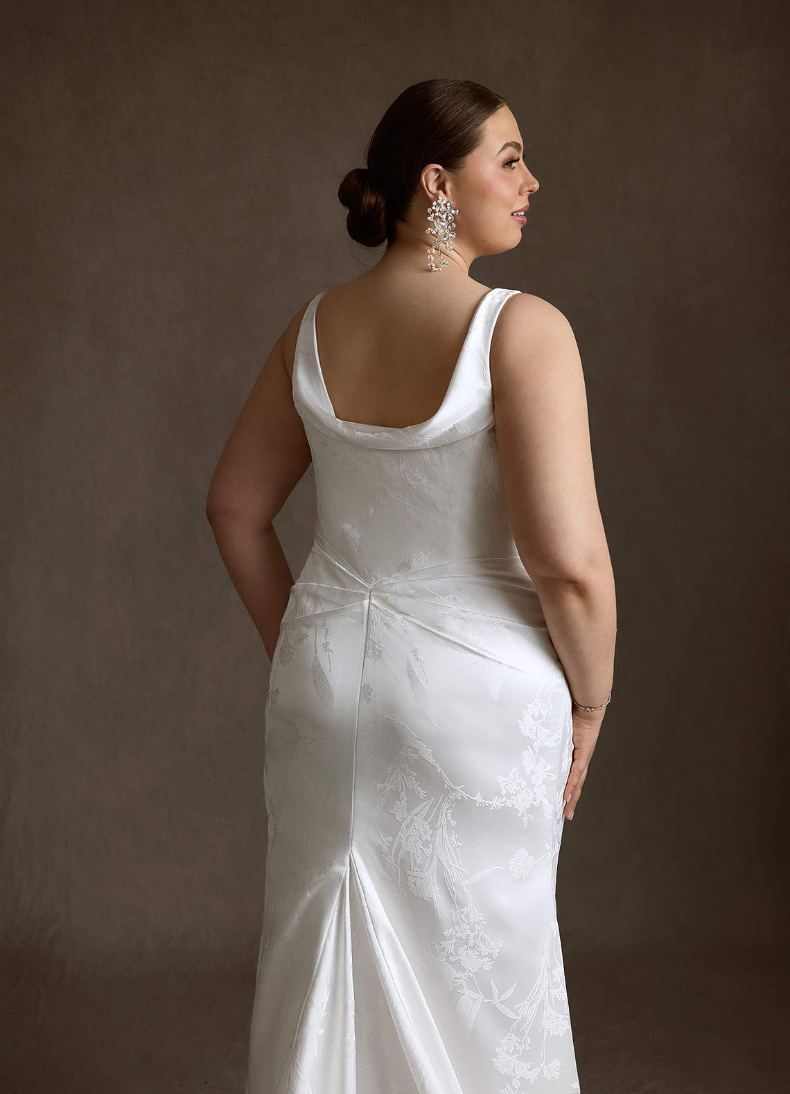 Azazie Hibiscus Wedding Dresses Diamond White Sheath Floral Jacquard Dress image11