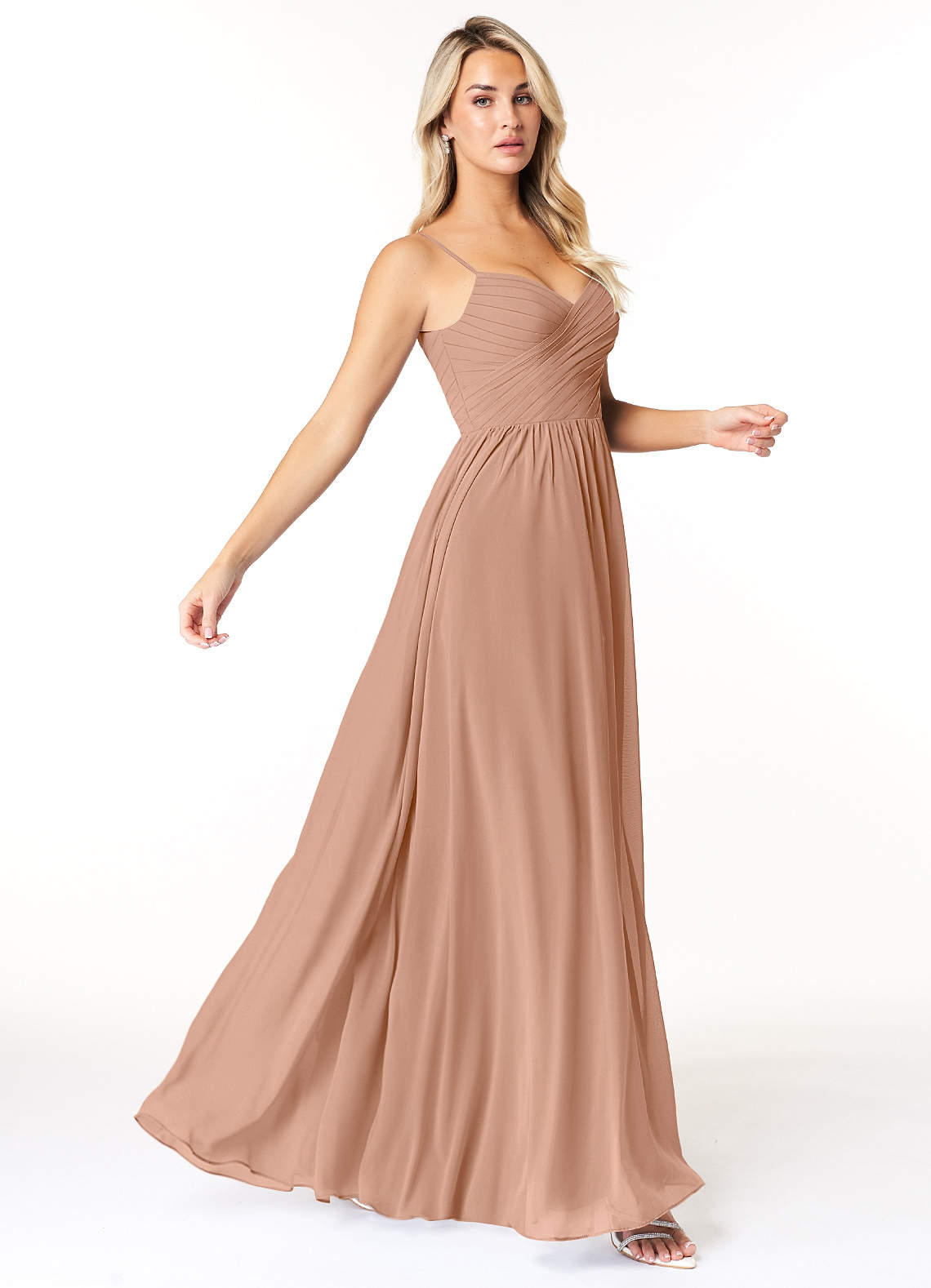 Azazie Lisbon Bridesmaid Dresses Champagne Rose A-Line Sweetheart Neckline Chiffon Dress image1