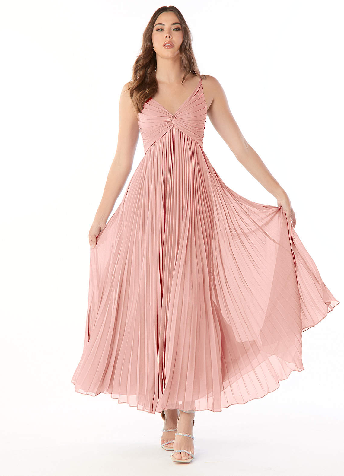 Azazie Raychelle Bridesmaid Dresses Rosette A-Line V-Neck Chiffon Dress image1