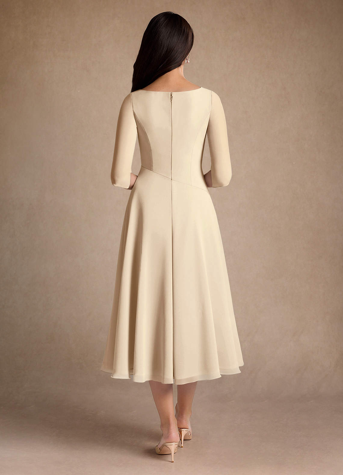 Azazie Durant Mother of the Bride Dresses Champagne A-Line Pleated Chiffon Dress image2