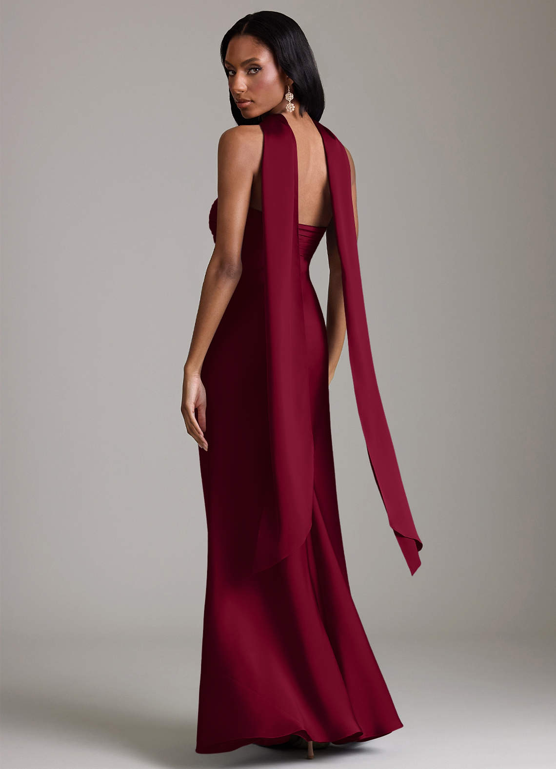 Azazie Saylor Brudtärnklänningar Klä av Sjöjungfru i Stretch Satin Axelbandslös Bourgogne image7