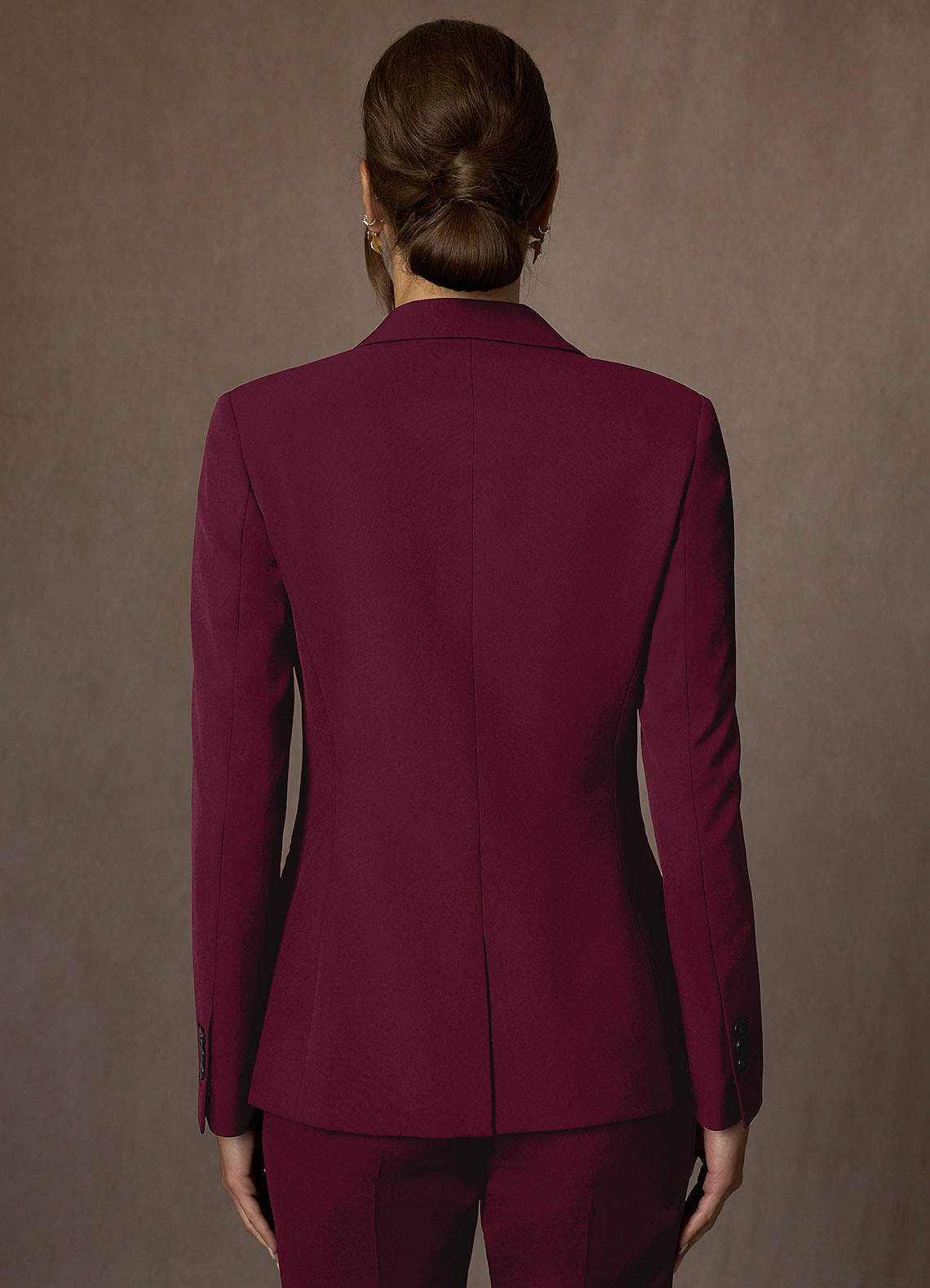 front Kennedy Burgundy Structured Stretch Pants Suit