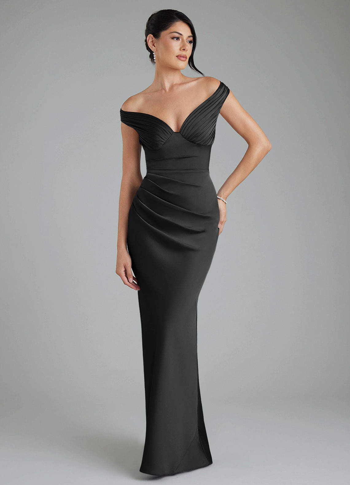 azazie black satin bridesmaid dresses Azazie Alia