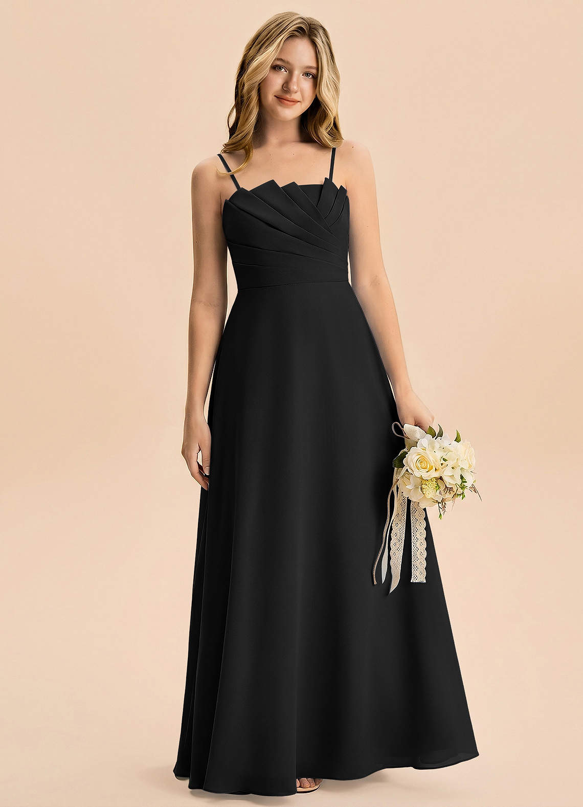 juniors chiffon dress Azazie Rory Junior Bridesmaid in Black Vintage Dresses & Retro 26/04 Junior bridesmaid dresses Our popular Poppy Chiffon Color:Black (Pre-sale)