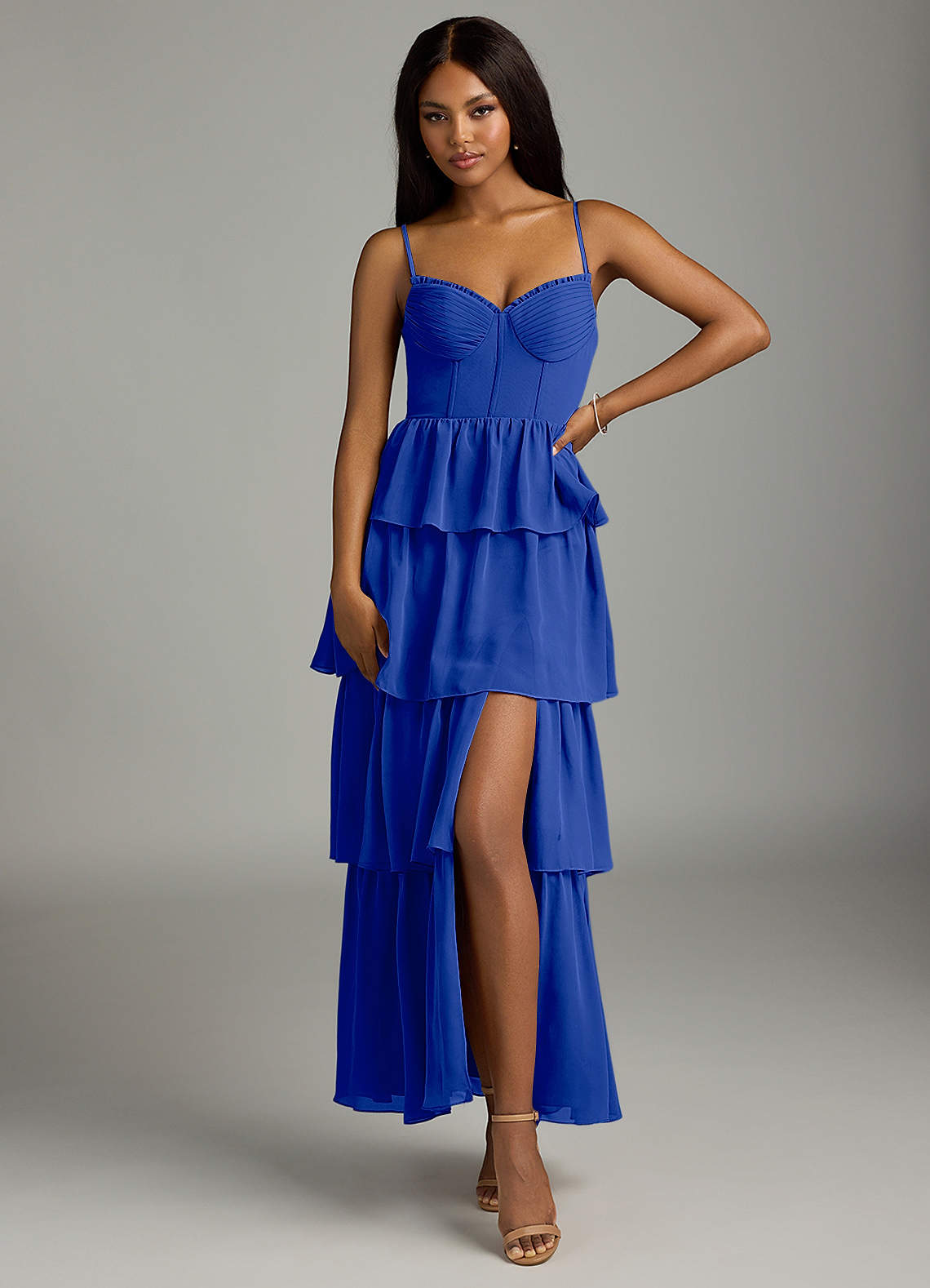 Azazie Kaiden Bridesmaid Dresses Royal Blue A-Line Sweetheart Neckline Chiffon Dress image1