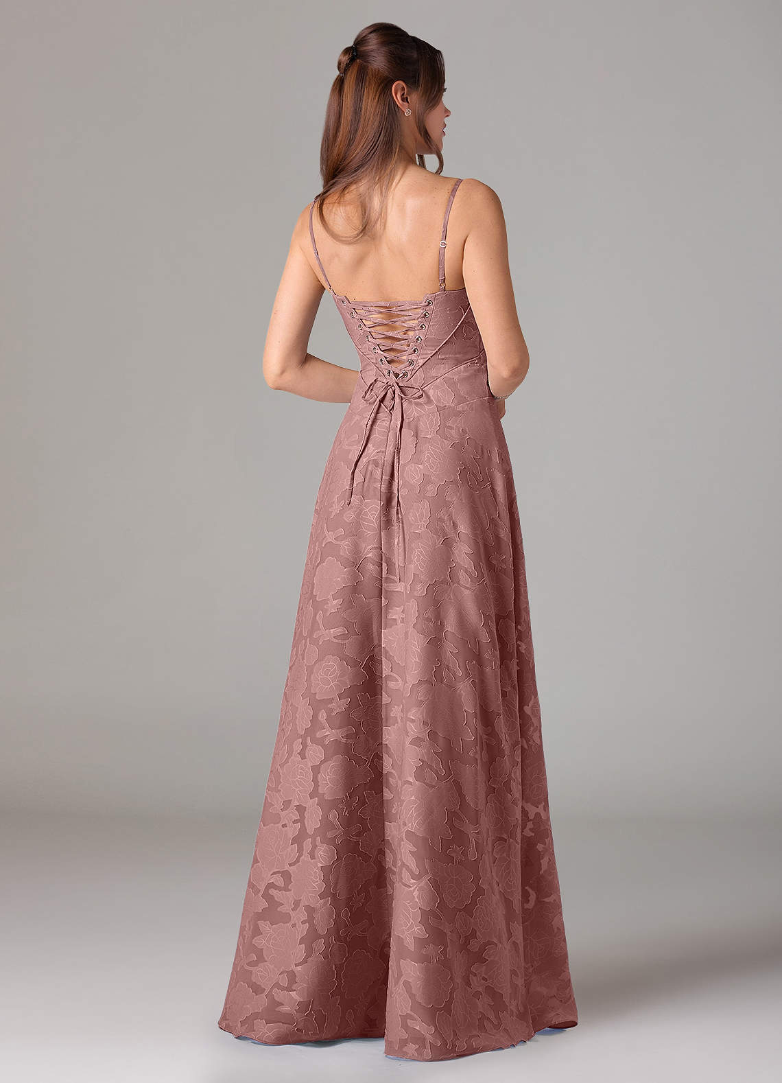 Azazie Valentine Bridesmaid Dresses Dusty Rose A-Line Sweetheart Neckline Floral Burnout Dress image4