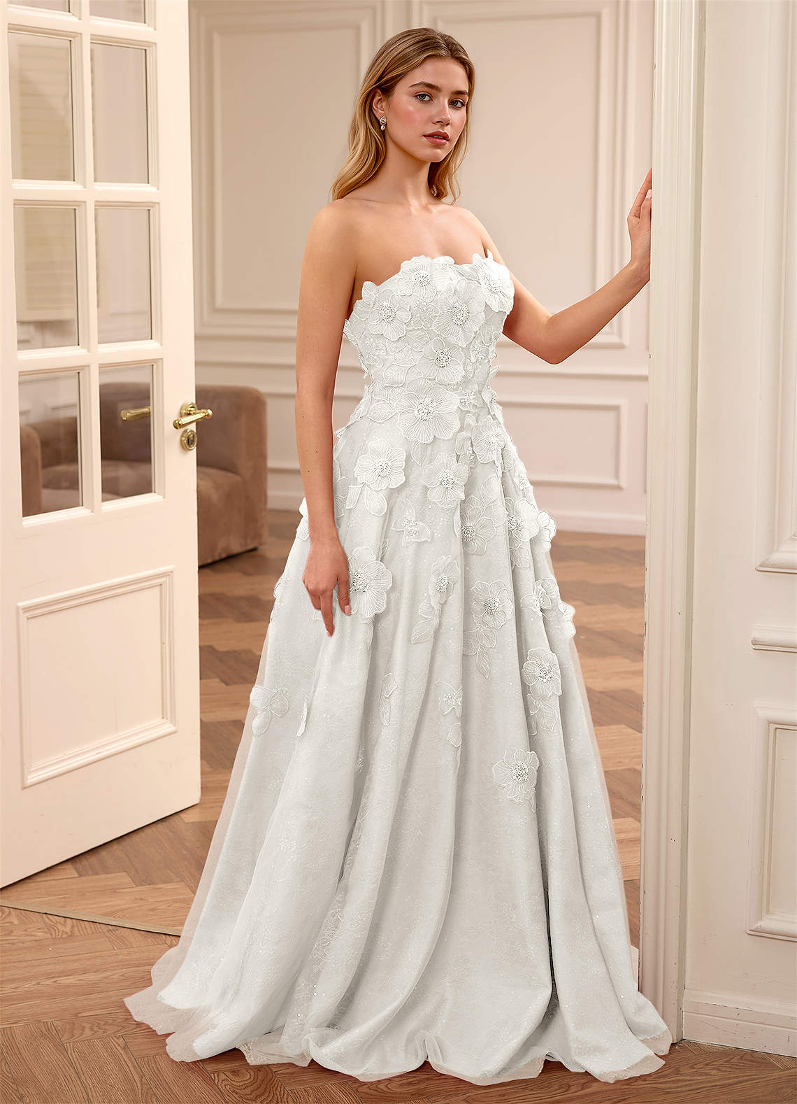 Adelaide White Floral A-line Rhinestone Embroidery Sweetheart Neckline Prom Dress | Azazie Adelaide White Floral A-line Rhinestone Embroidery Sweetheart Neckline Prom Dress | Azazie
