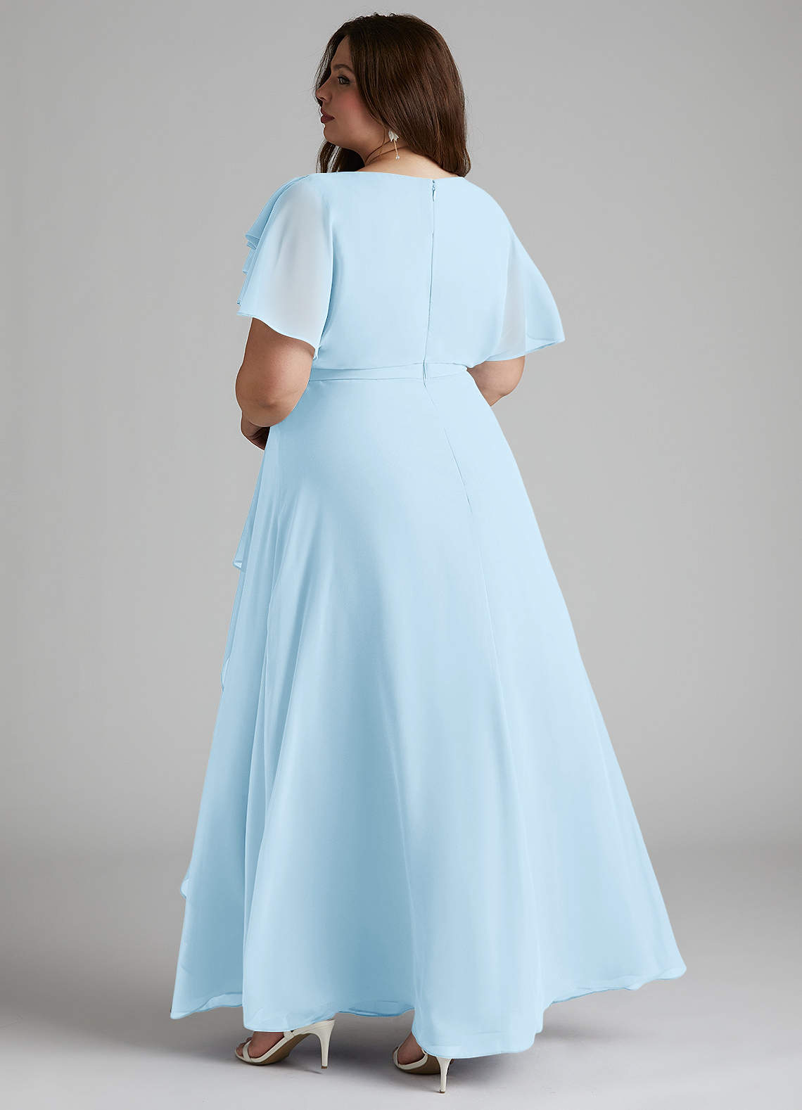 Azazie Aaliyah Modest Bridesmaid Dresses A-Line Scoop Pleated Chiffon Floor-Length Dress image8