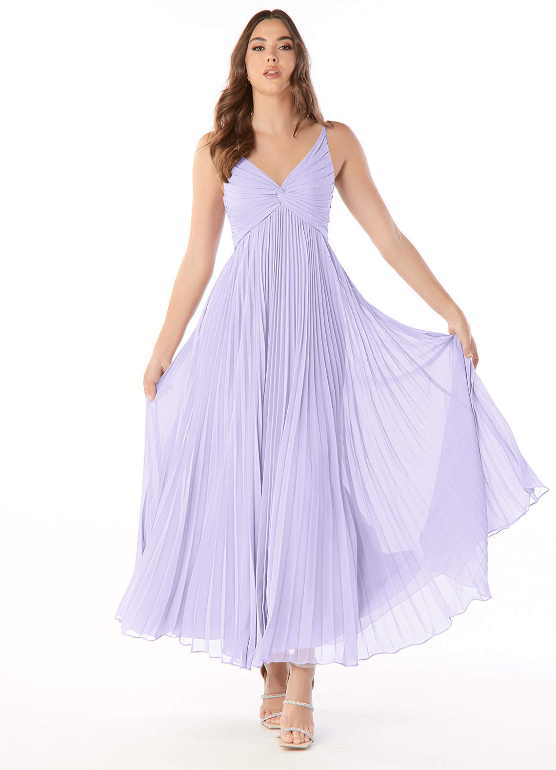 Azazie Raychelle Bridesmaid Dresses Lilac A-Line V-Neck Chiffon Dress image1