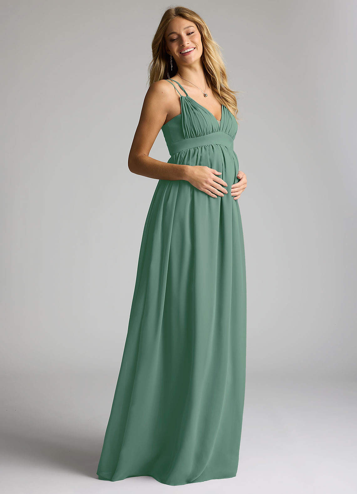 Azazie Emree vestidos de dama de honor de maternidad Vestido de Corte En A Hasta el suelo Gasa image1