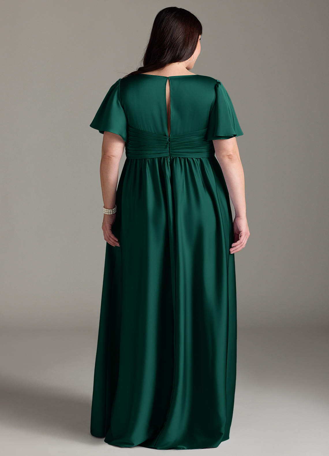 Azazie Verna Maternity Bridesmaid Dresses A-Line Ruched Stretch Satin Floor-Length Dress image10