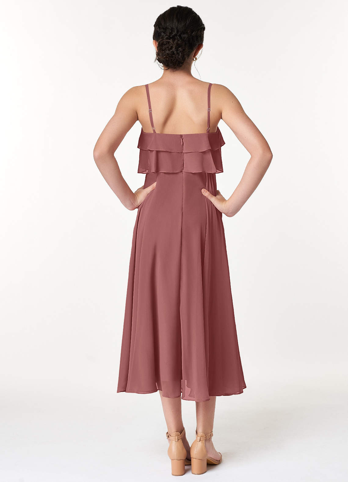 Azazie Ensley Junior Abito A-Line in Chiffon Plissettato Ametista image1