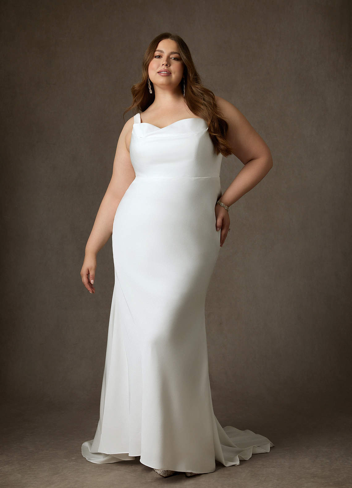 Azazie Lyssa Wedding Dresses Diamond White Mermaid Crepe Back Satin Dress image9