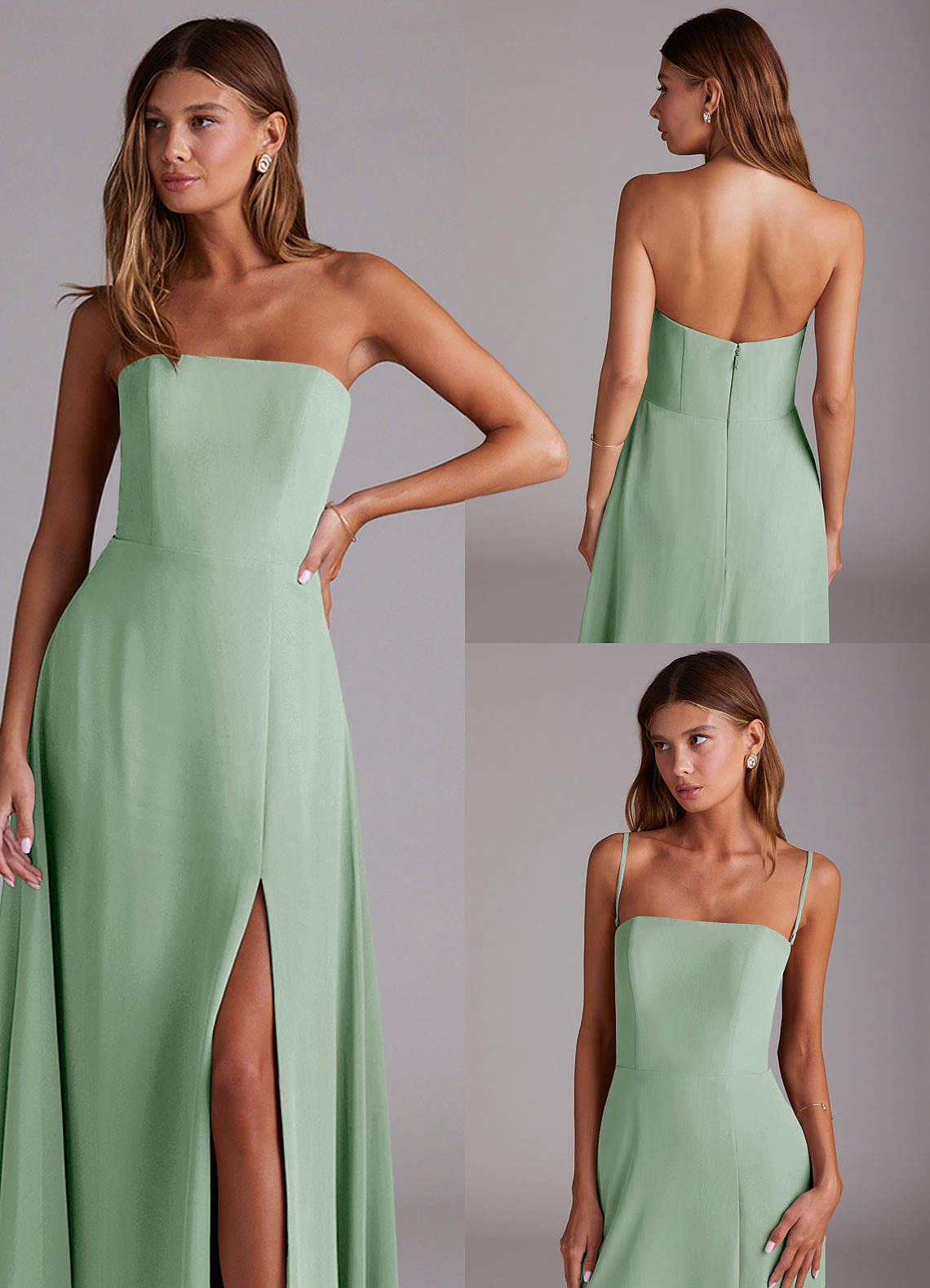 Azazie Wren At-home Try On Dresses Agave A-Line Side Slit Chiffon Convertible Dress image8