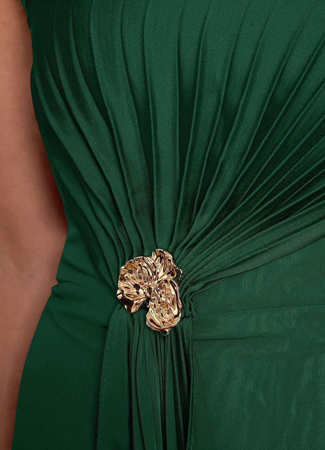 Azazie Dinanta vestidos de madre de la novia Vestido de Verde Oscuro de Gasa de Columna con Plisado image7